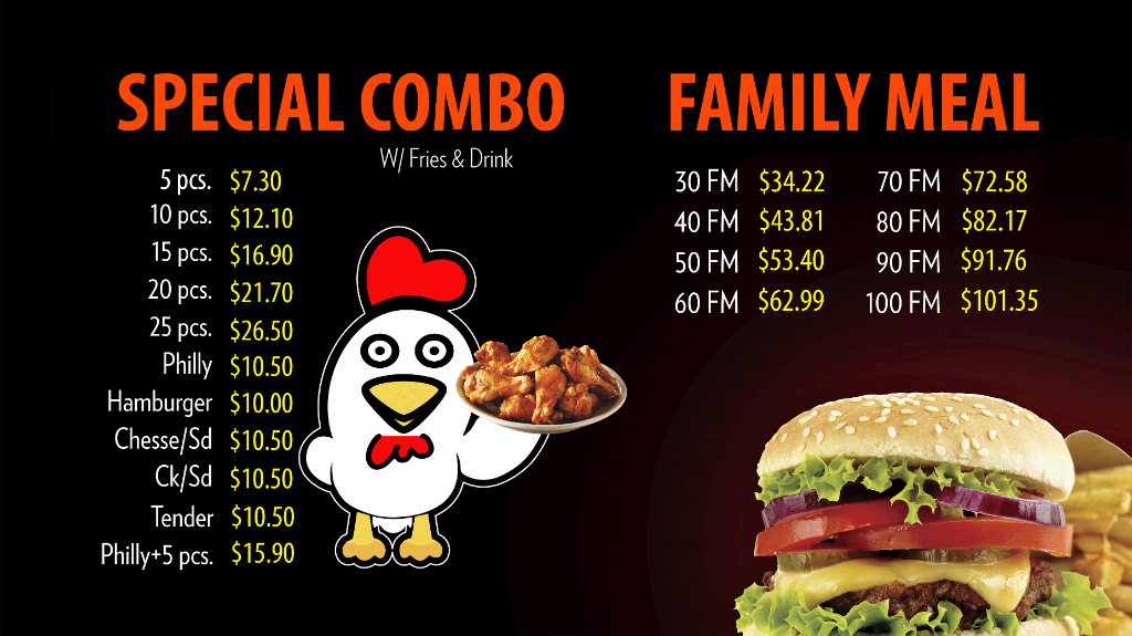Special Combo & Family Meal Menu Board